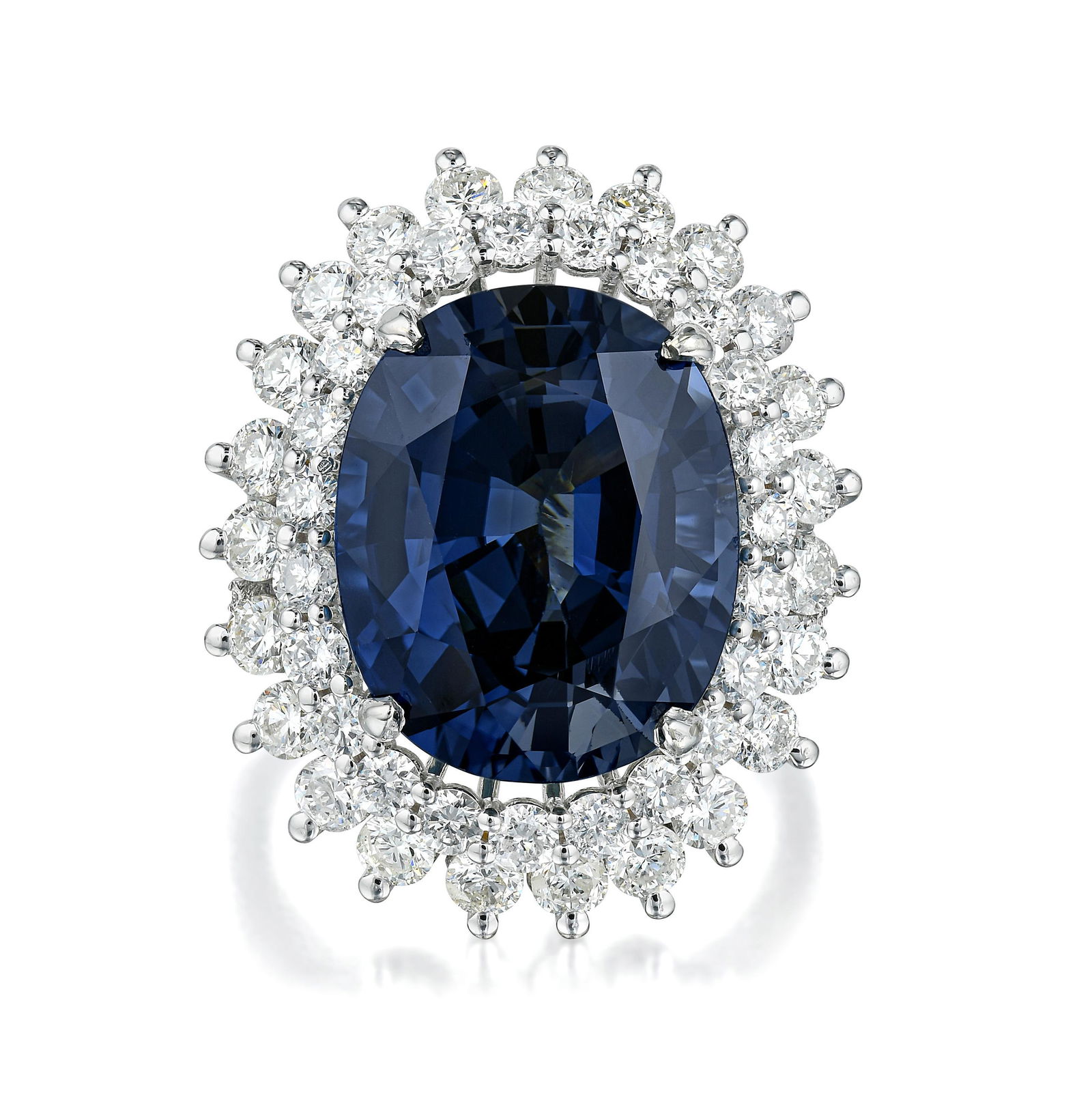 10.85-Carat Unheated Sapphire and Diamond Ring (1 of 4)