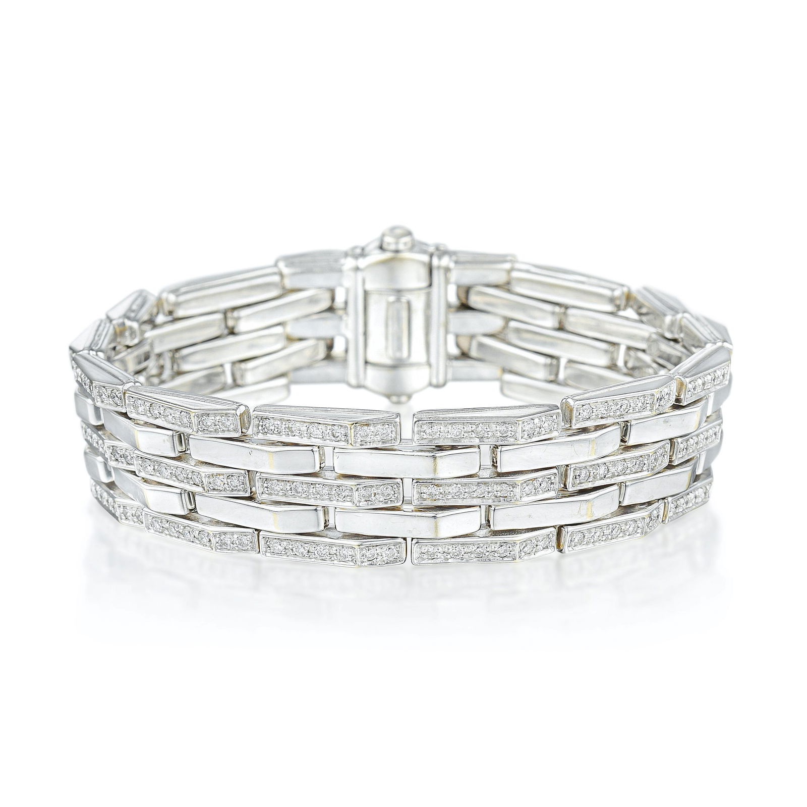Chimento Diamond Bracelet: View a video of this lot here: https://youtu.be/bU8AlrDQFMgCrafted in 18K white gold; set with round brilliant-cut diamonds, weighing a total of approximately 2.35 carats, most with G-H color and VS c