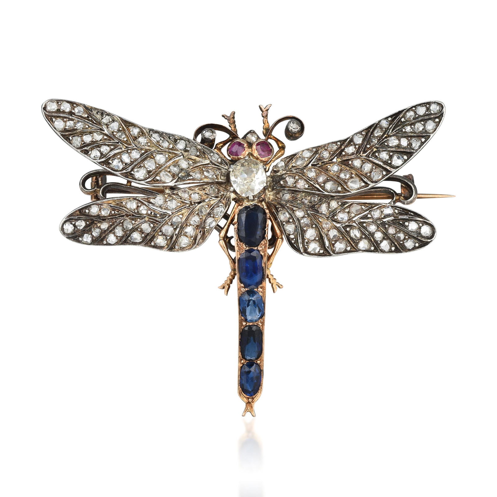 Antique Diamond and Sapphire Dragonfly Pin (1 of 3)