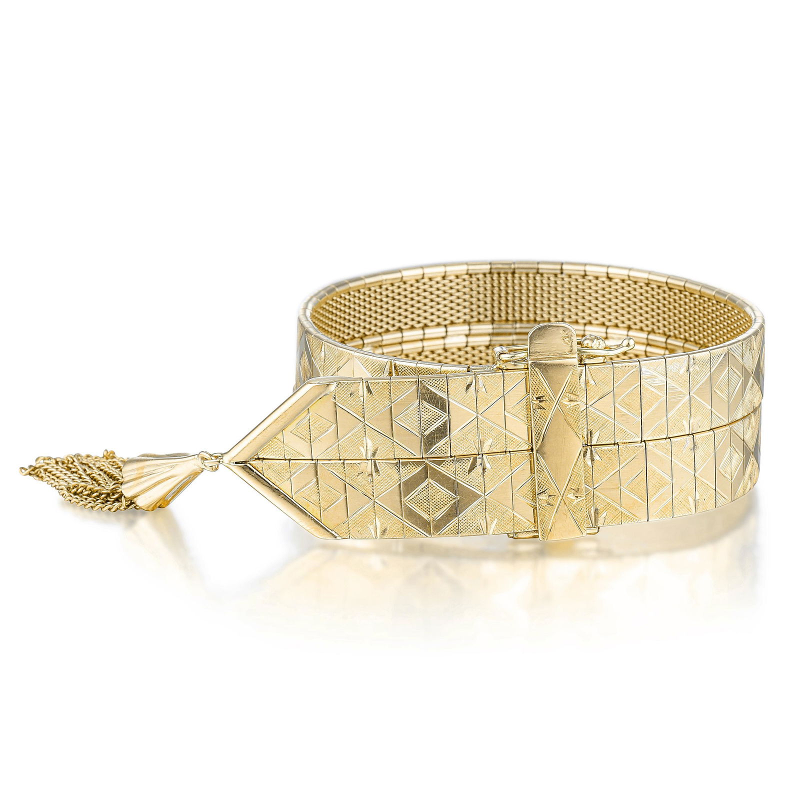 Vintage Textured Gold Tassel Bracelet (1 of 3)