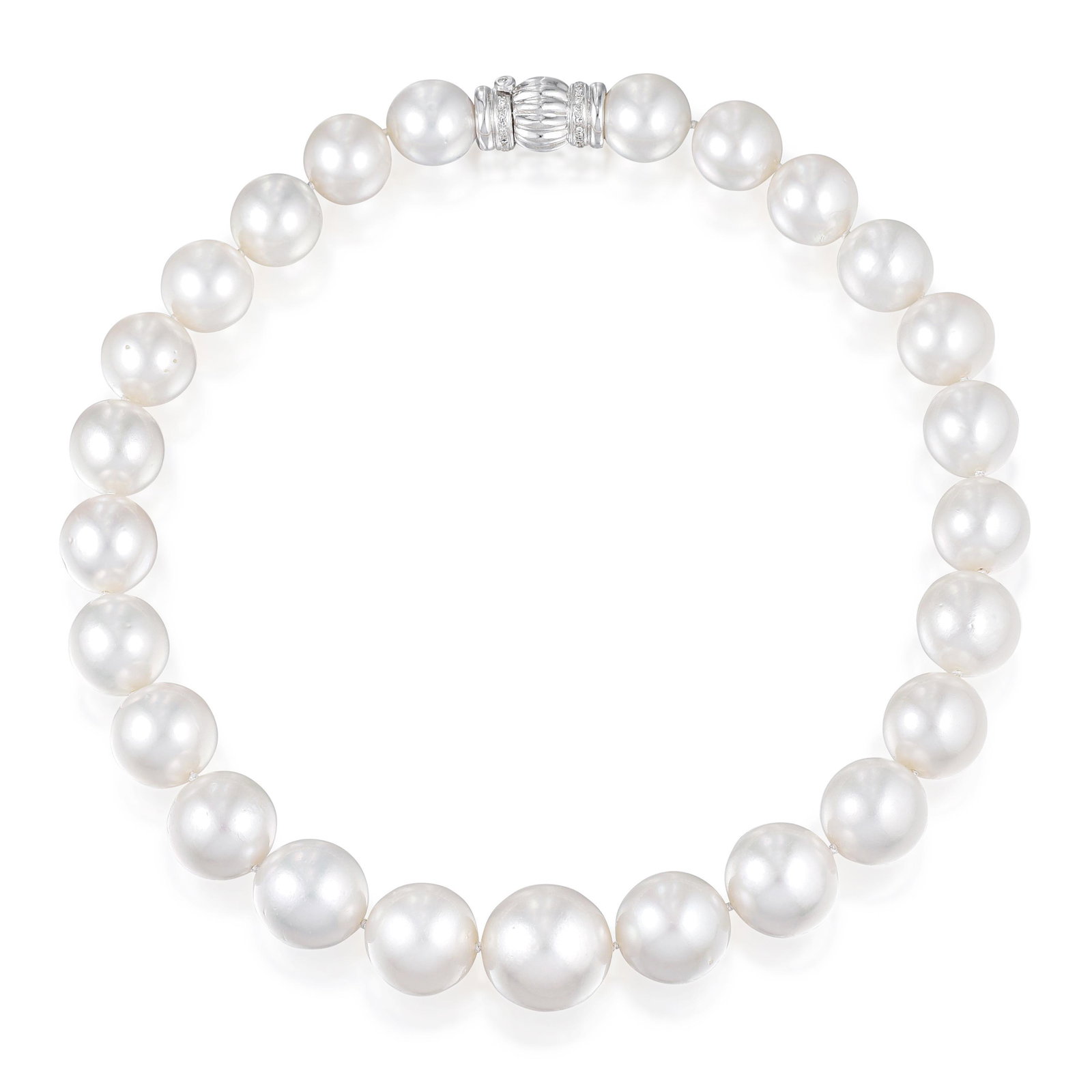 South Sea Graduated Cultured Pearl and Diamond Necklace (1 of 3)