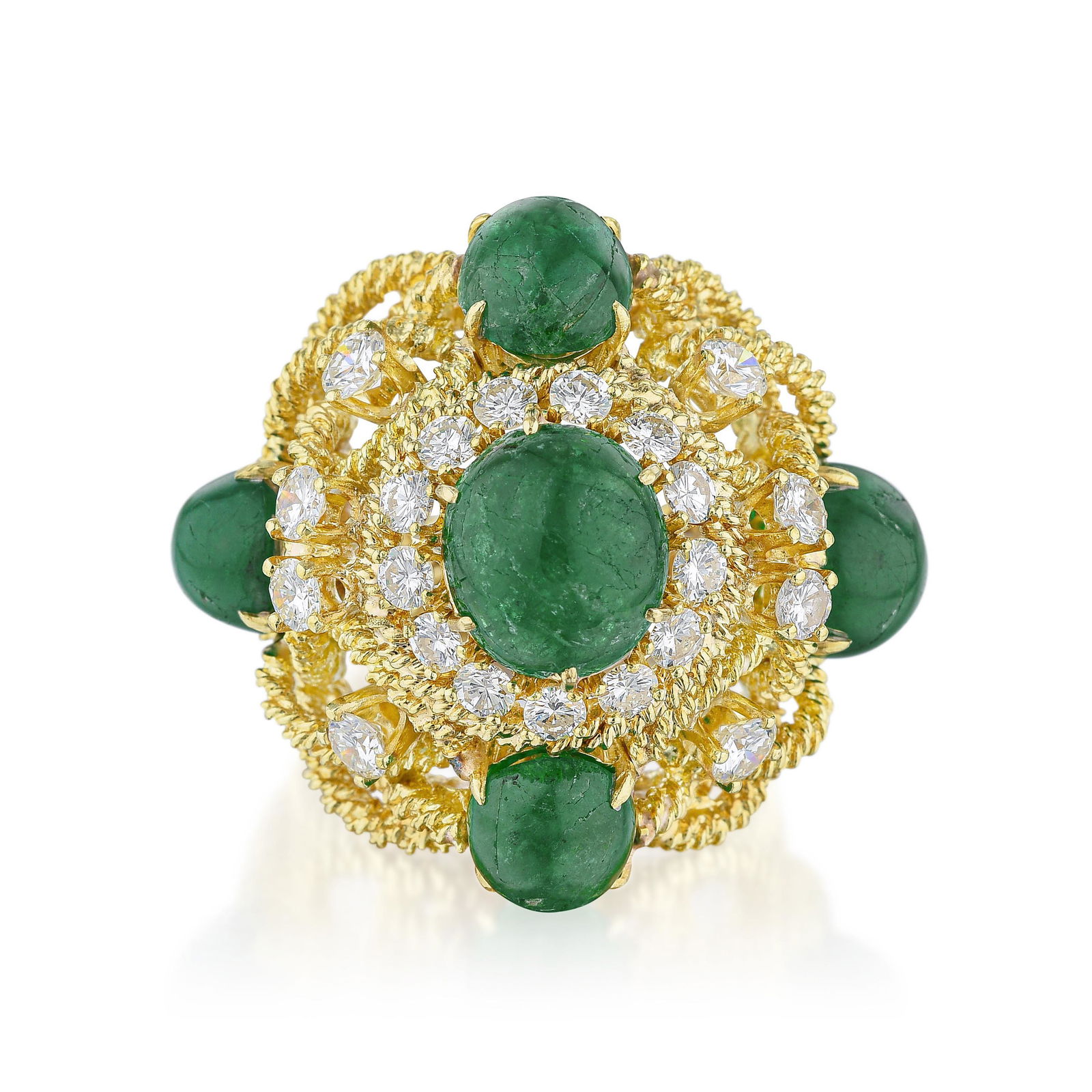 Bombe Ropetwist Emerald and Diamond Ring (1 of 3)