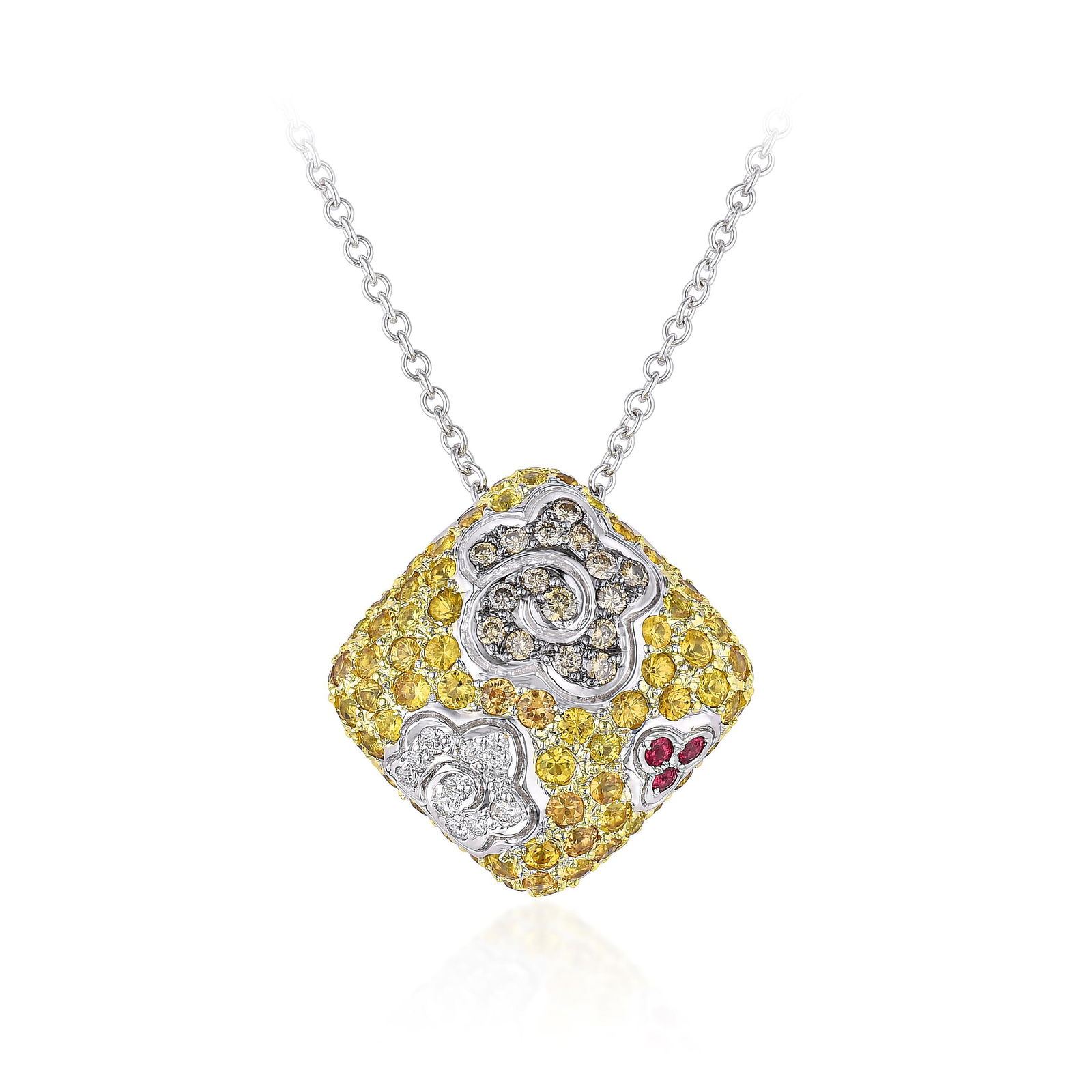 Colorful Sapphire and Diamond Pendant Necklace (1 of 2)