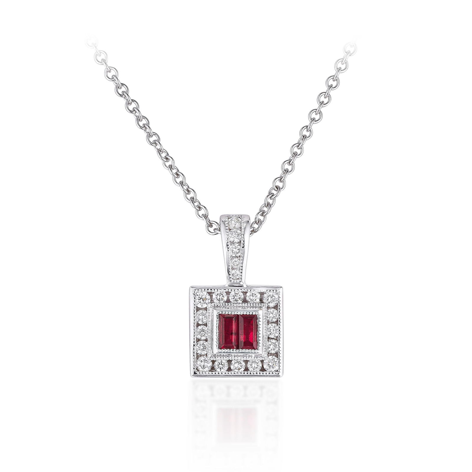 Ruby and Diamond Pendant Necklace (1 of 2)