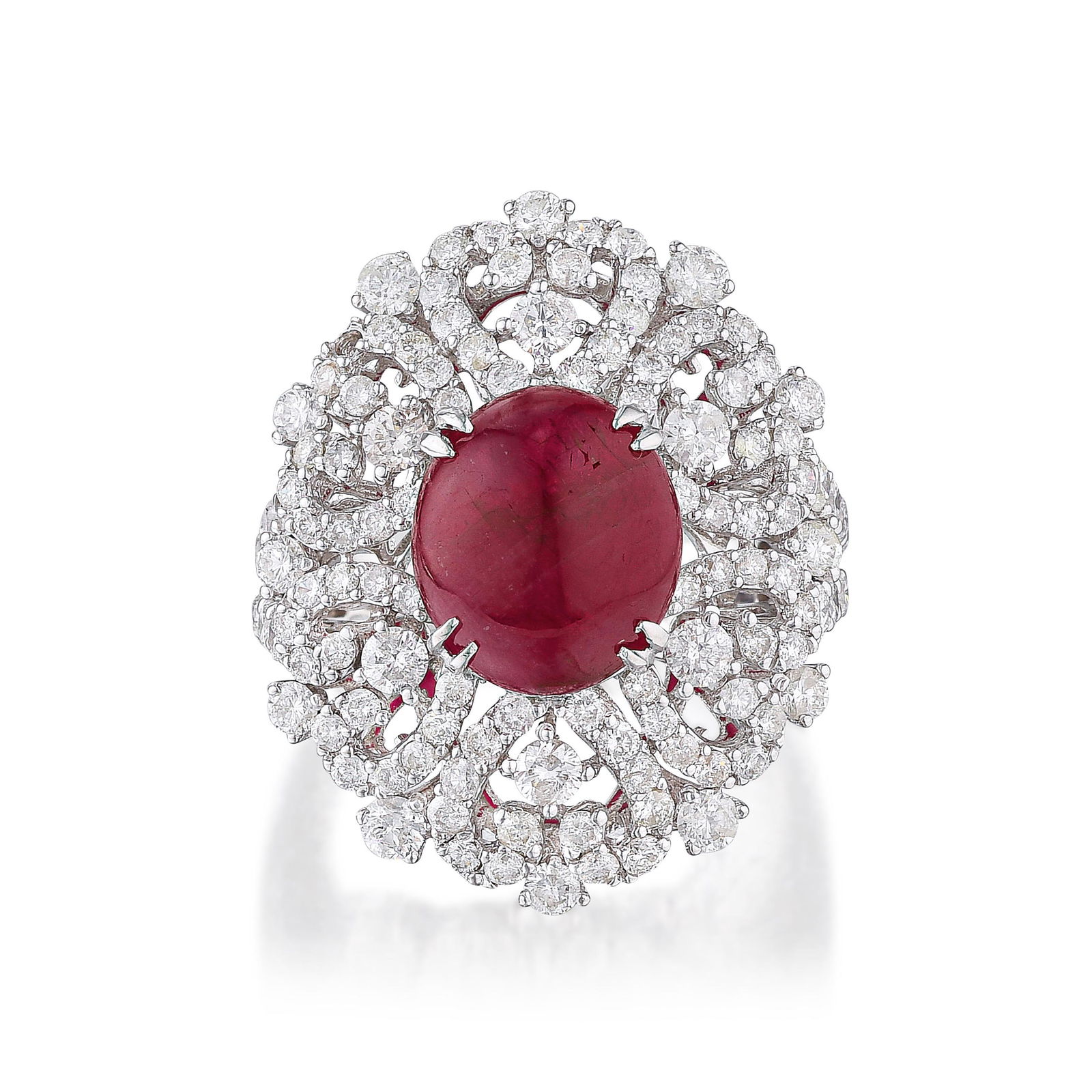 Cabochon Ruby and Diamond Cocktail Ring (1 of 3)