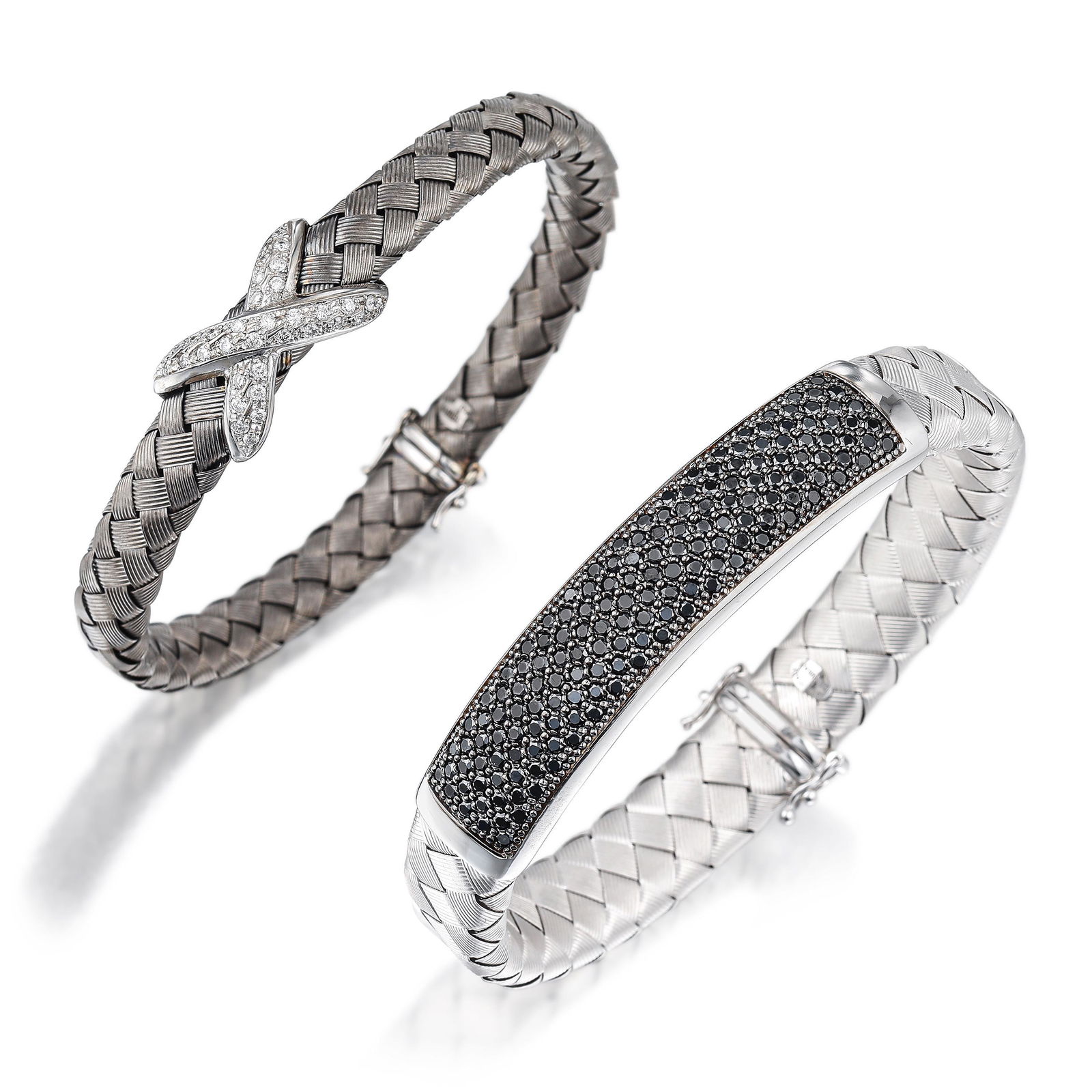 Group of Diamond Woven Bangle Bracelets (1 of 3)