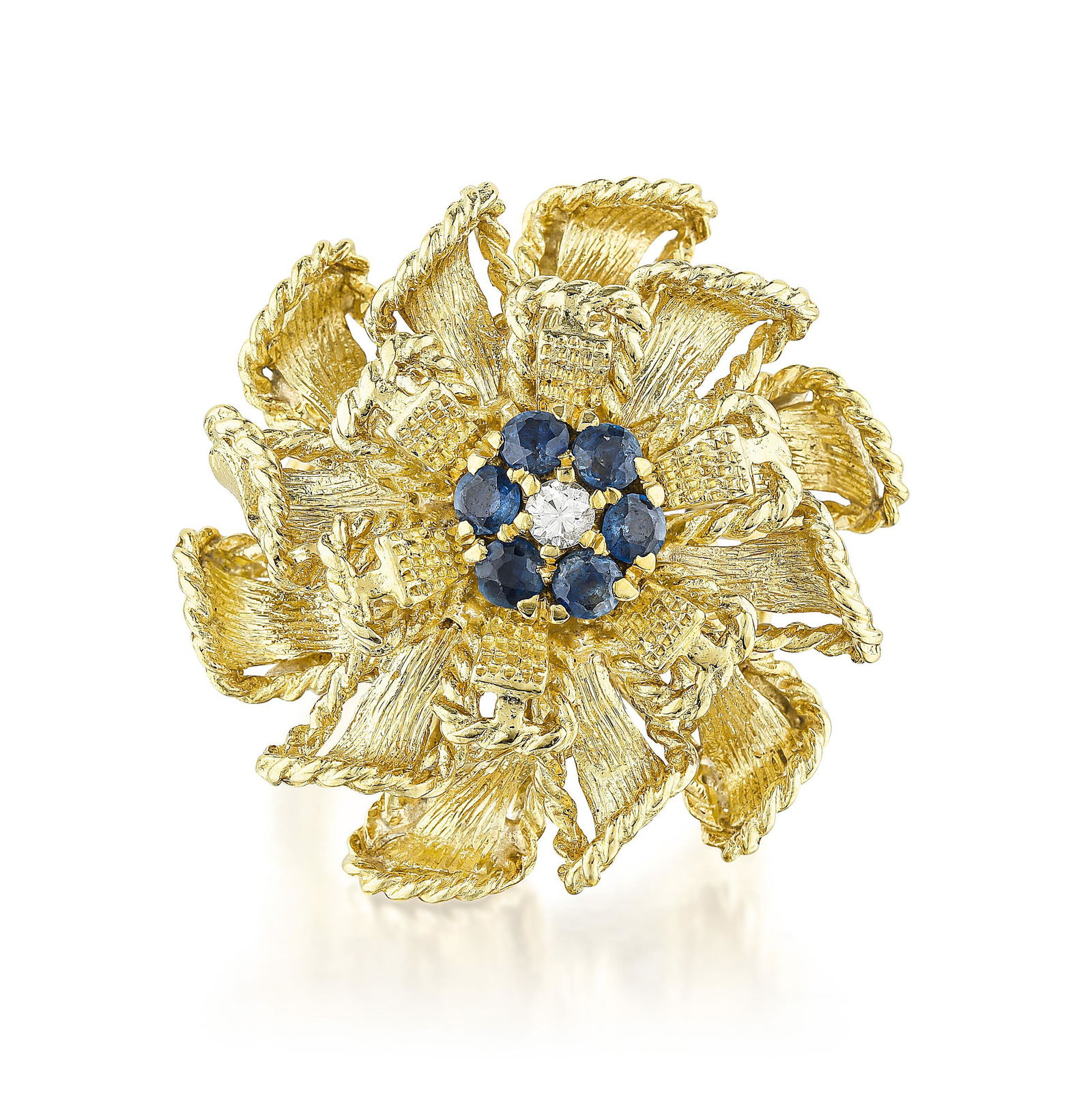 Sapphire and Diamond Flower Ring (1 of 2)