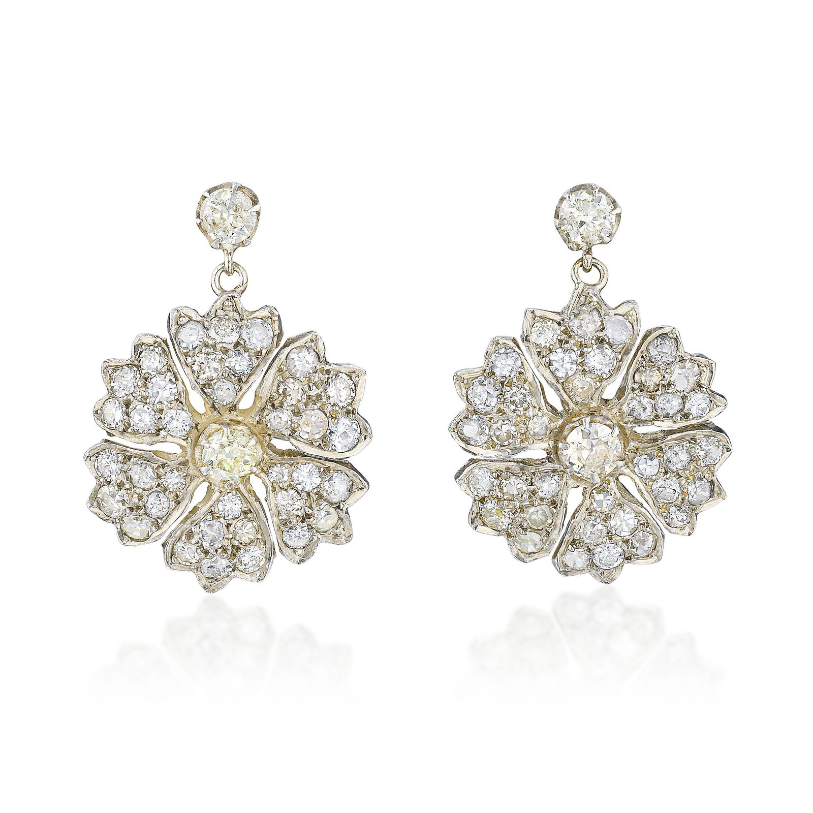 Antique Diamond Flower Earrings (1 of 2)