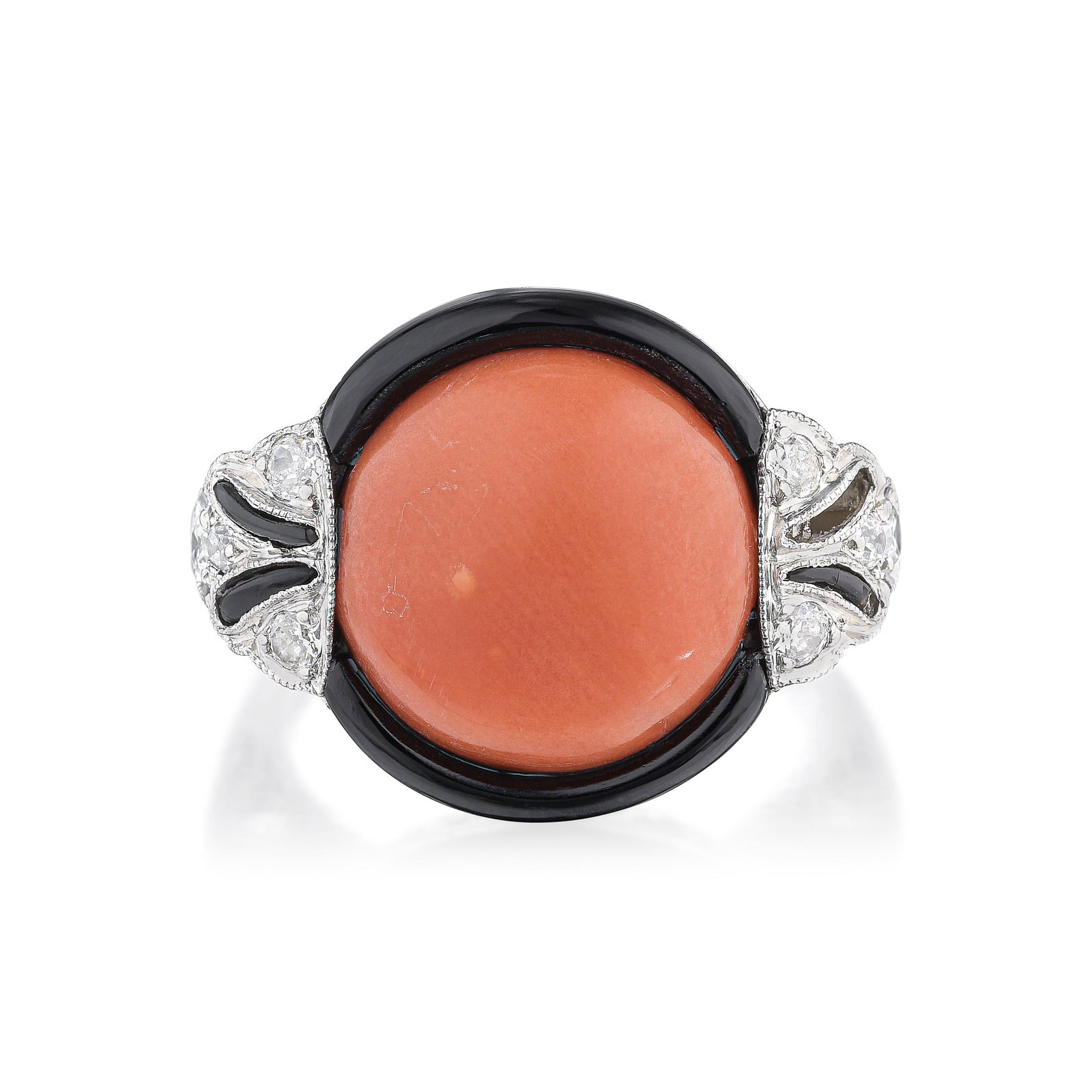 Coral Diamond and Onyx Ring (1 of 3)