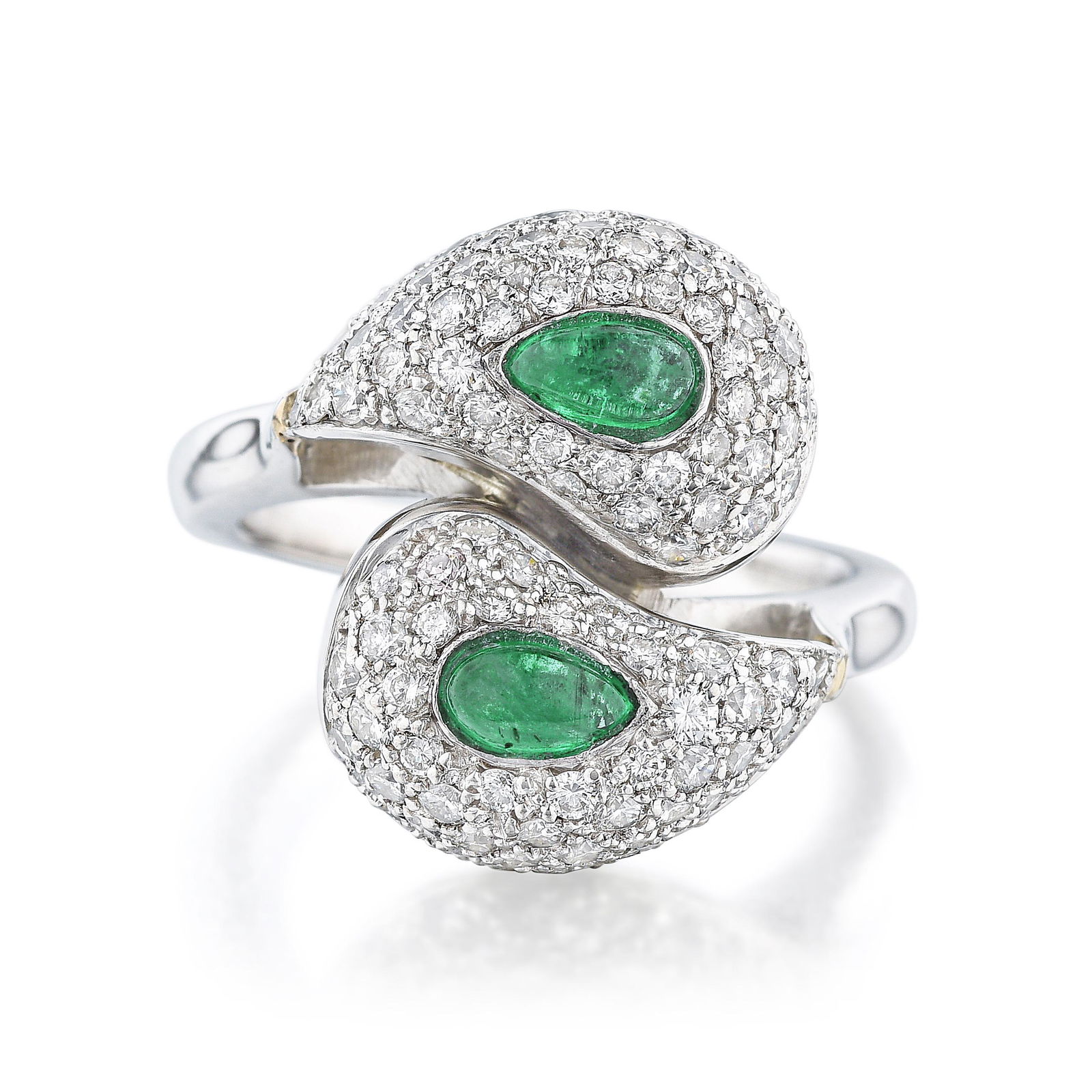Yin and Yang Diamond and Emerald Bypass Ring (1 of 2)