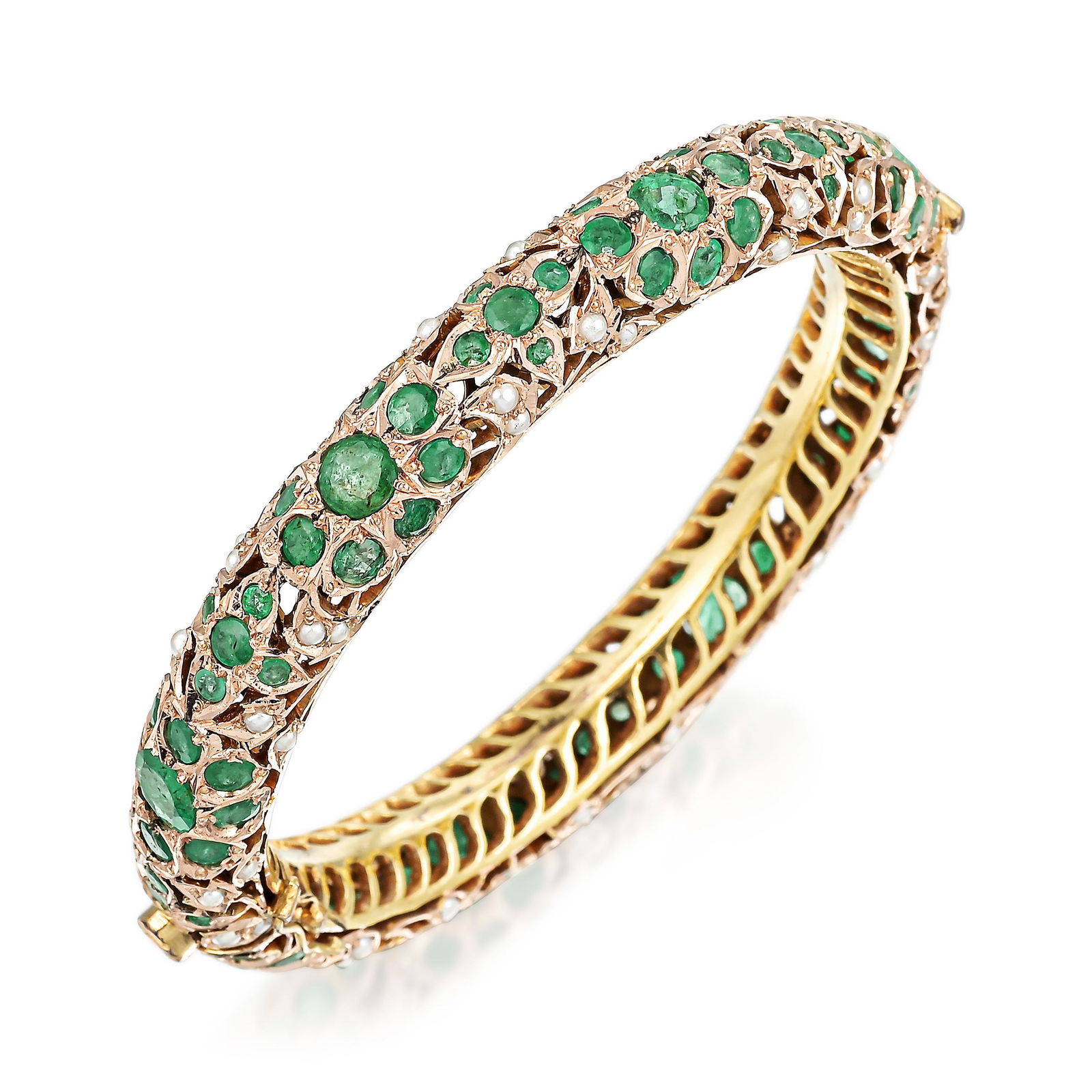 Indian Emerald and Seed Pearl Bangle Bracelet (1 of 2)