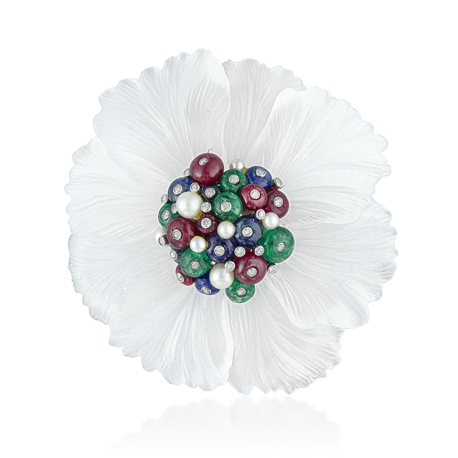 Multi-Gemstone and Rock Crystal Flower Brooch (1 of 2)