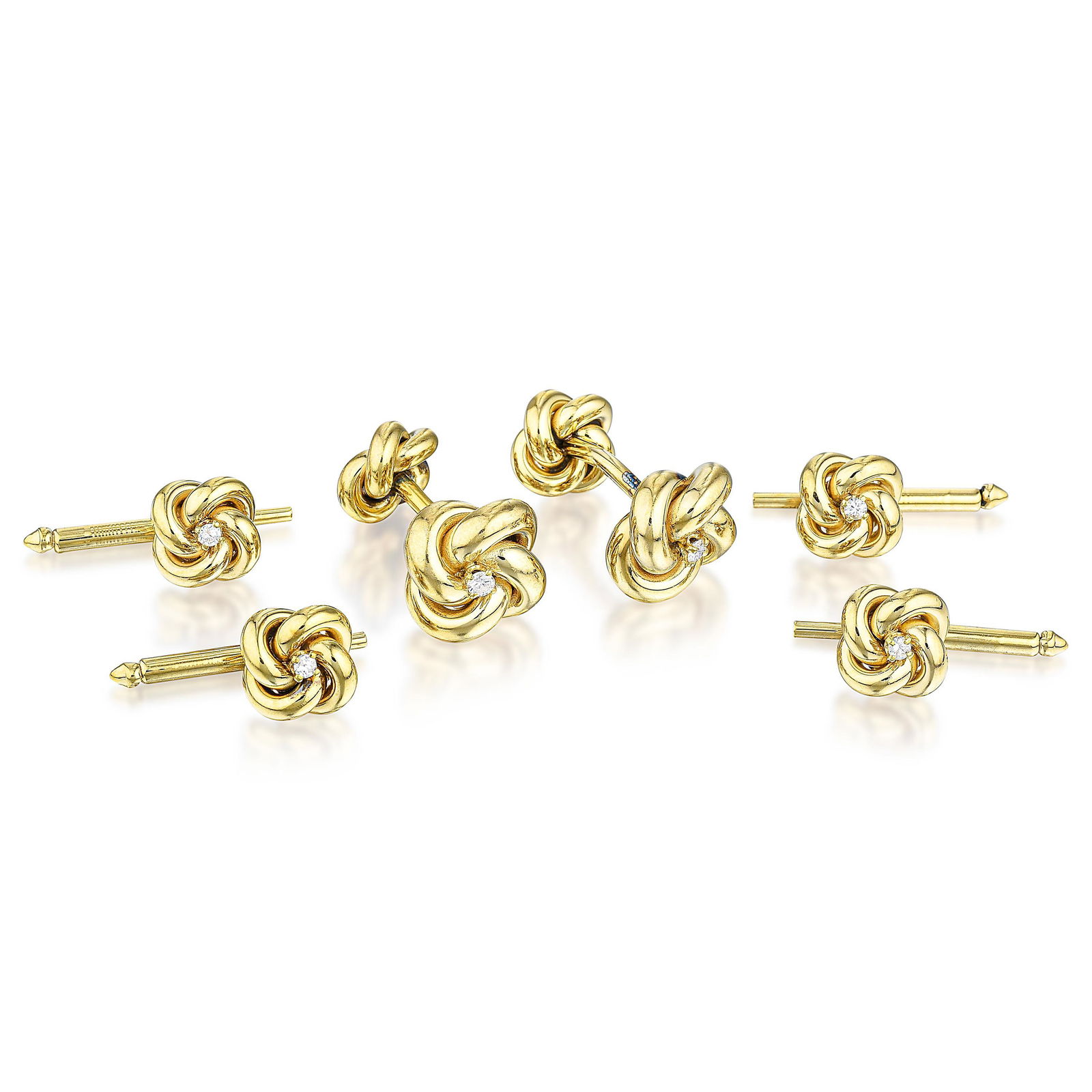 Diamond Knot Cufflinks and Studs Set (1 of 2)