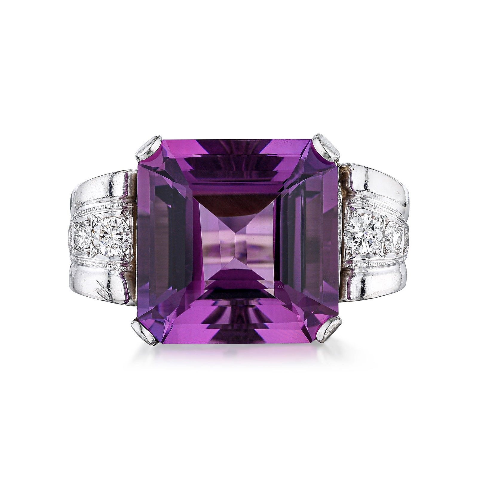 Large Amethyst and Diamond Vintage Ring (1 of 3)