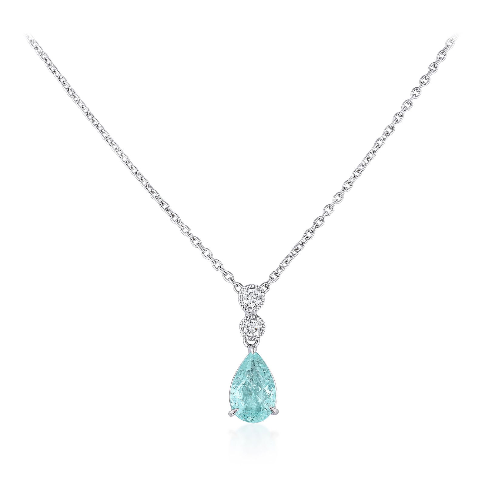Paraiba Tourmaline and Diamond Pendant Necklace (1 of 3)