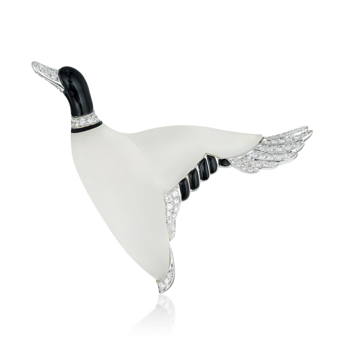 Diamond and Rock Crystal Duck Brooch, Italian (1 of 2)