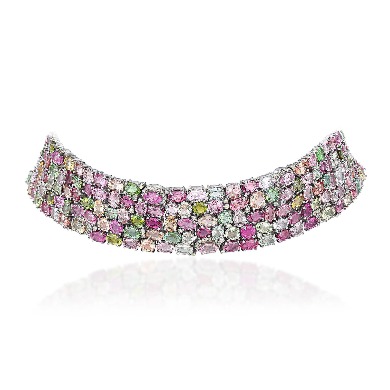 Multi Colored Tourmaline and Diamond Choker Necklace (1 of 2)