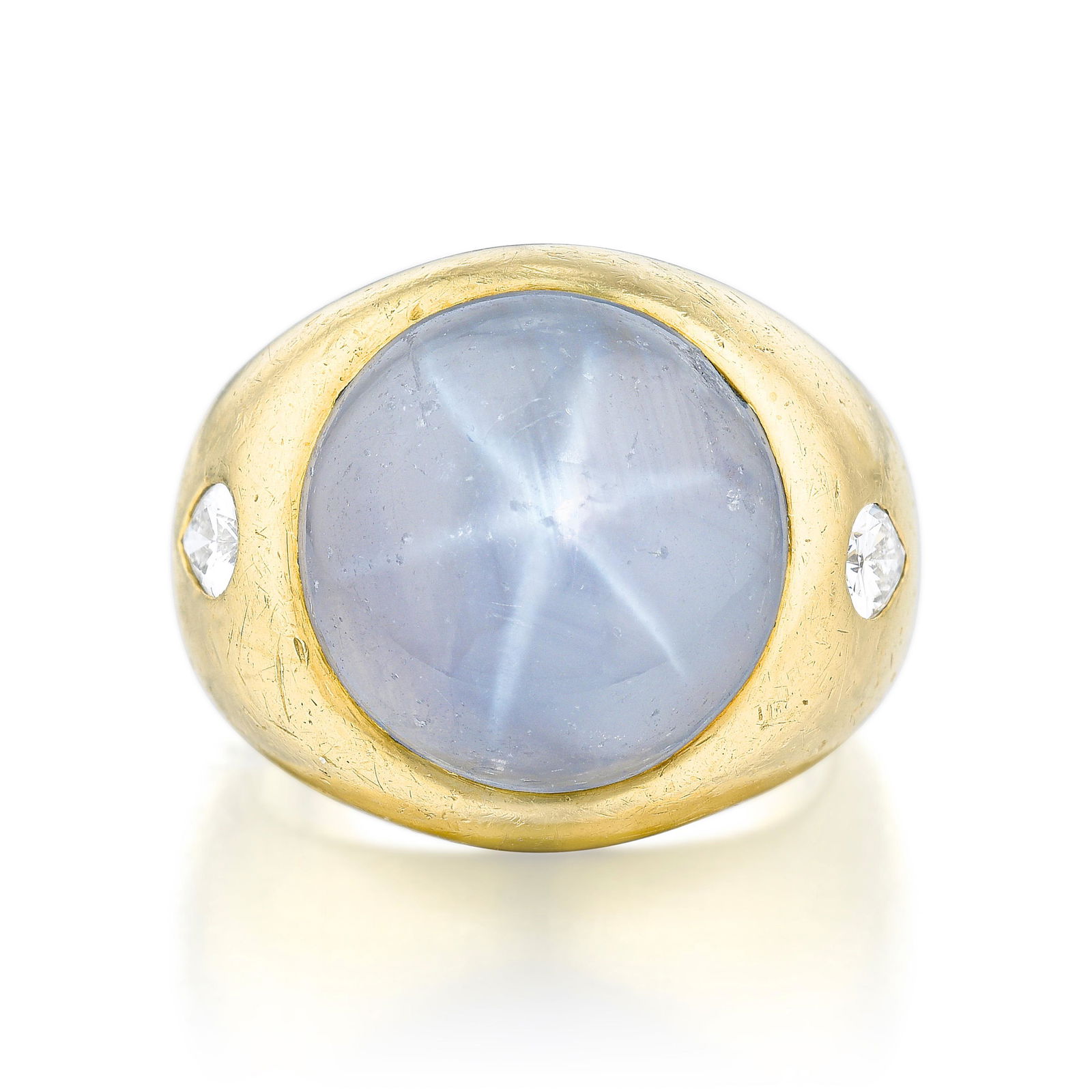 Blue Star Sapphire and Diamond Men's Ring (1 of 2)