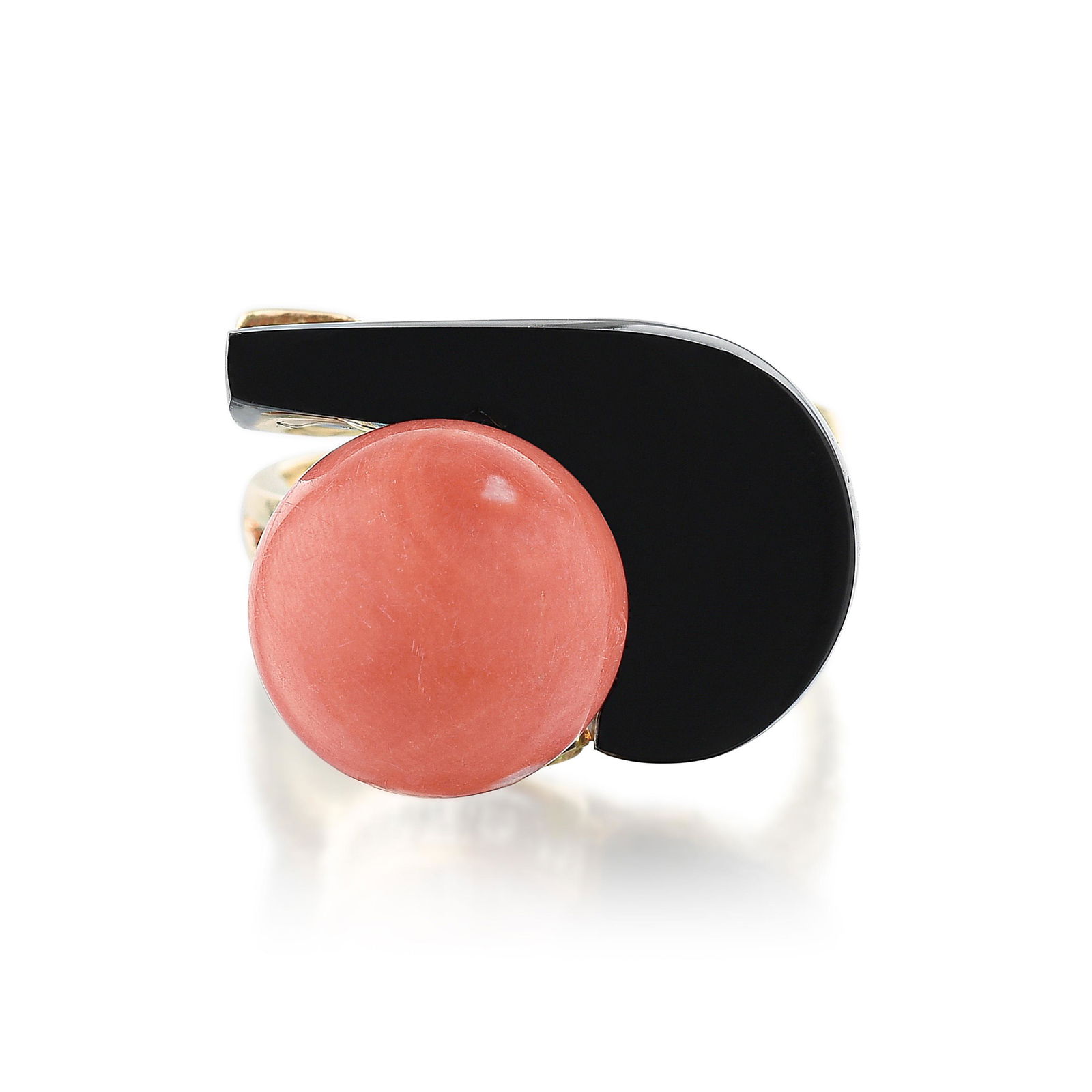Art Deco Coral Onyx and Diamond Cocktail Ring (1 of 2)