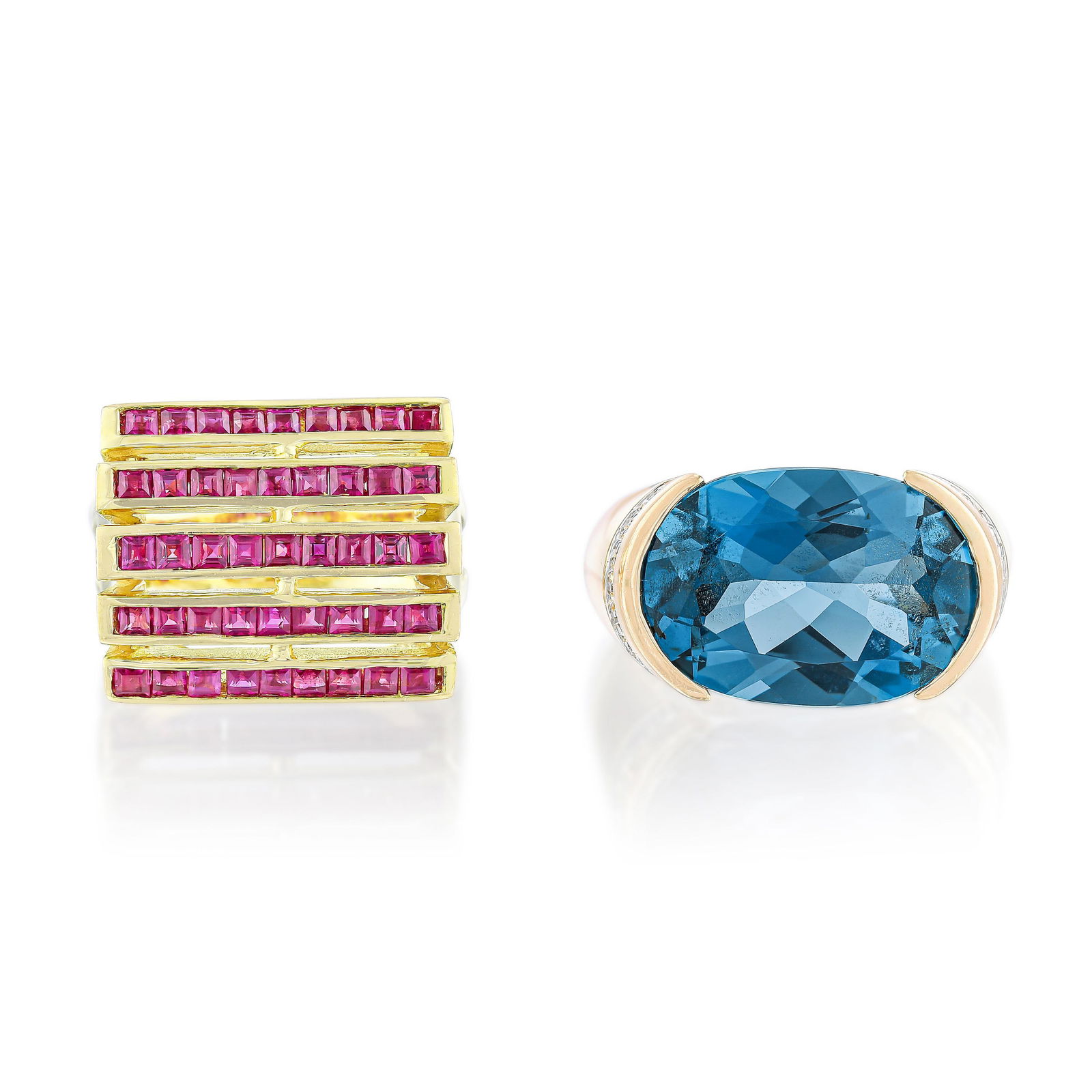 Topaz and Diamond Ring and Ruby Ring (1 of 2)