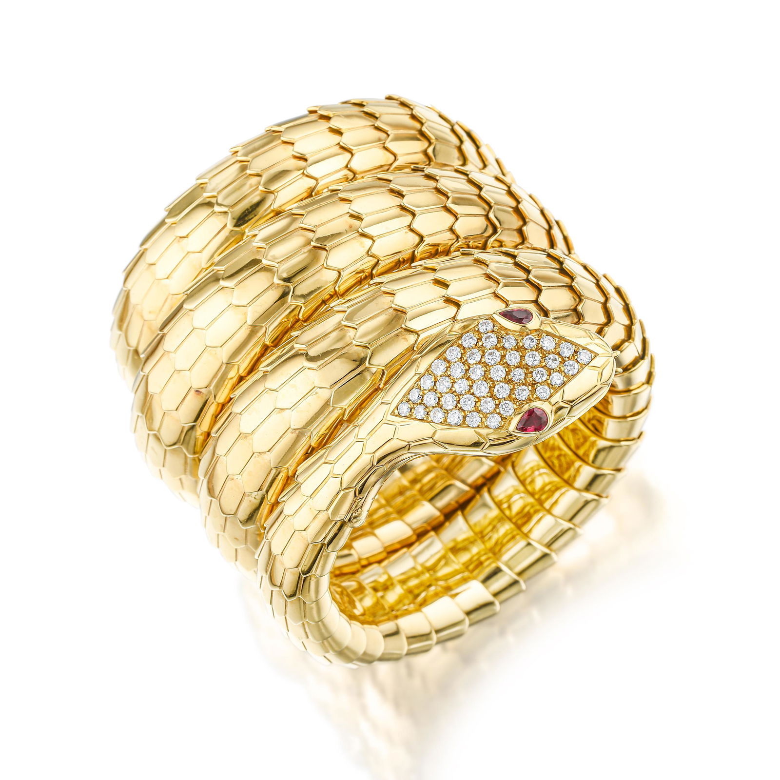 Carlo Illario Ruby and Diamond Snake Coiled Bracelet, Italian (1 of 4)