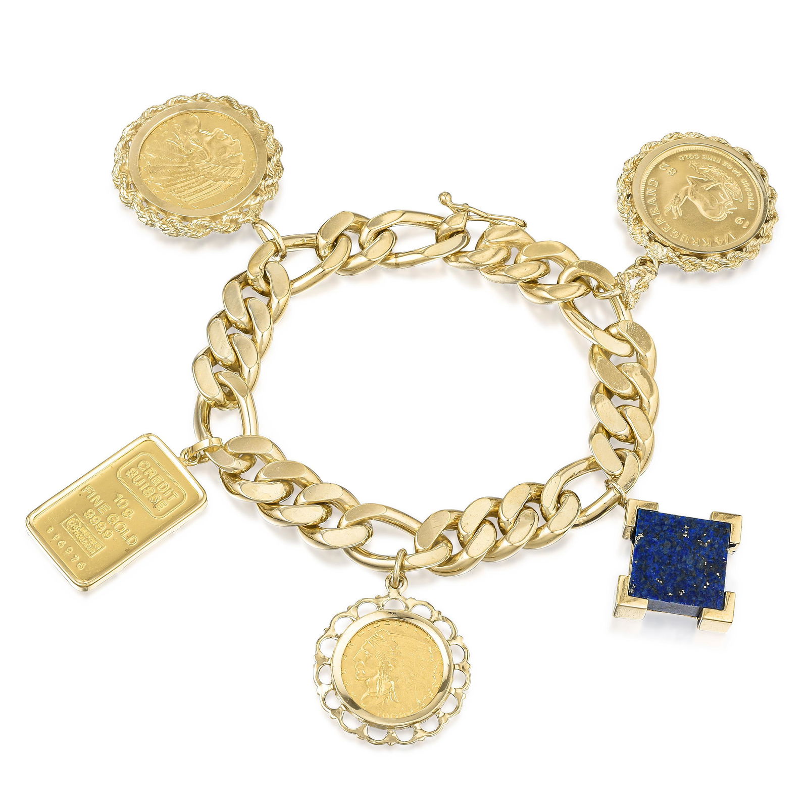 Lapis Lazuli Coin and Bullion Charm Bracelet (1 of 2)
