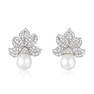 Cultured Pearl and Diamond Leaf Earrings
