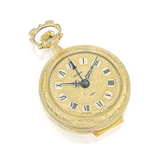 No-Reserve Lot - Sears Travel Alarm in Brass: CIRCA: 1970s REF.: 227383 CASE MATERIAL: Brass CASE DIMENSIONS: 52 mm in diameter DIAL: Baroque-style champagne dial with printed Roman numerals on white enamel backgrounds MOVEMENT: Manual wind