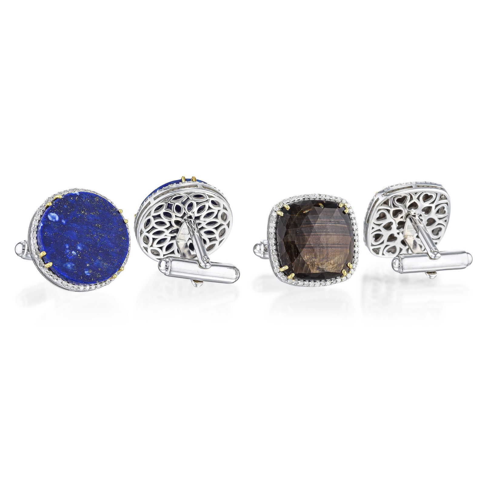 Two Pairs of Multi-Gemstone and Diamond Cufflinks (1 of 2)