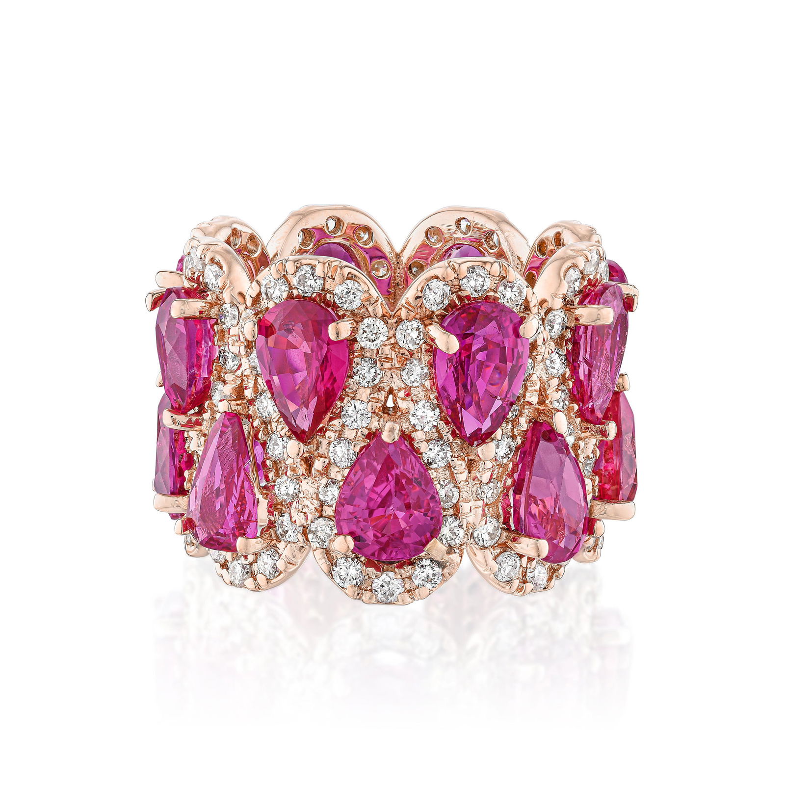 Double Row Pear-Shaped Ruby and Diamond Eternity Ring (1 of 2)