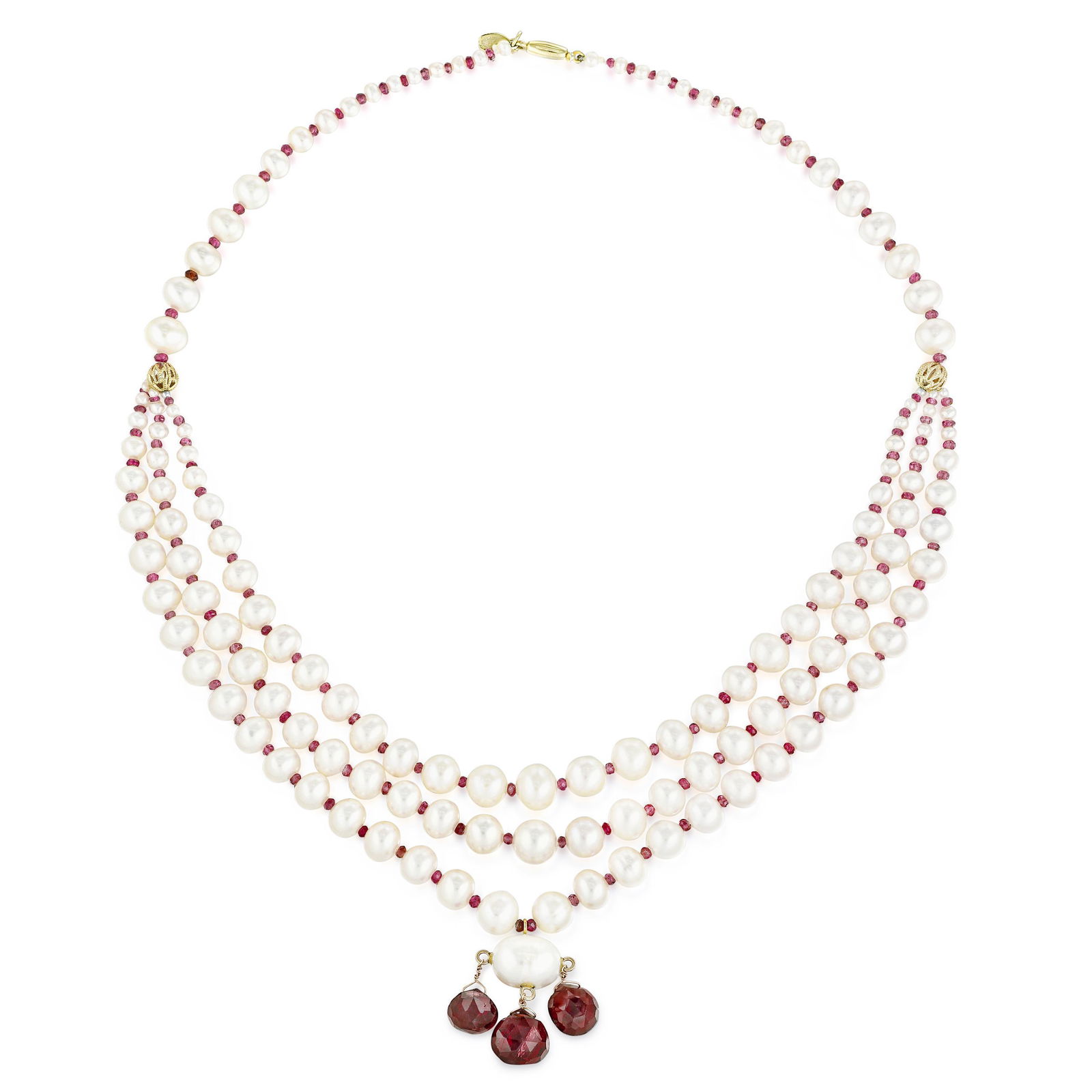 No-Reserve Lot - Cultured Pearl and Garnet Necklace (1 of 2)