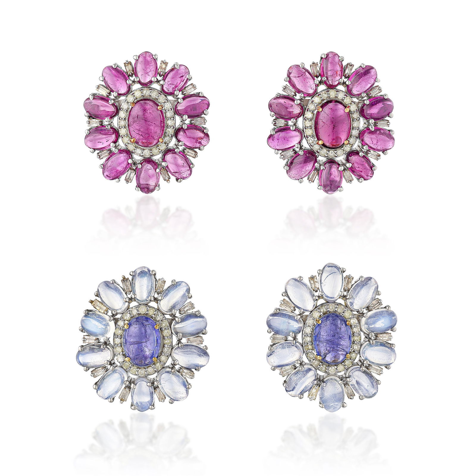 Group of Tourmaline Moonstone and Diamond Earrings (1 of 2)