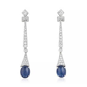 Art Deco Style Diamond and Sapphire Drop Earrings (1 of 2)