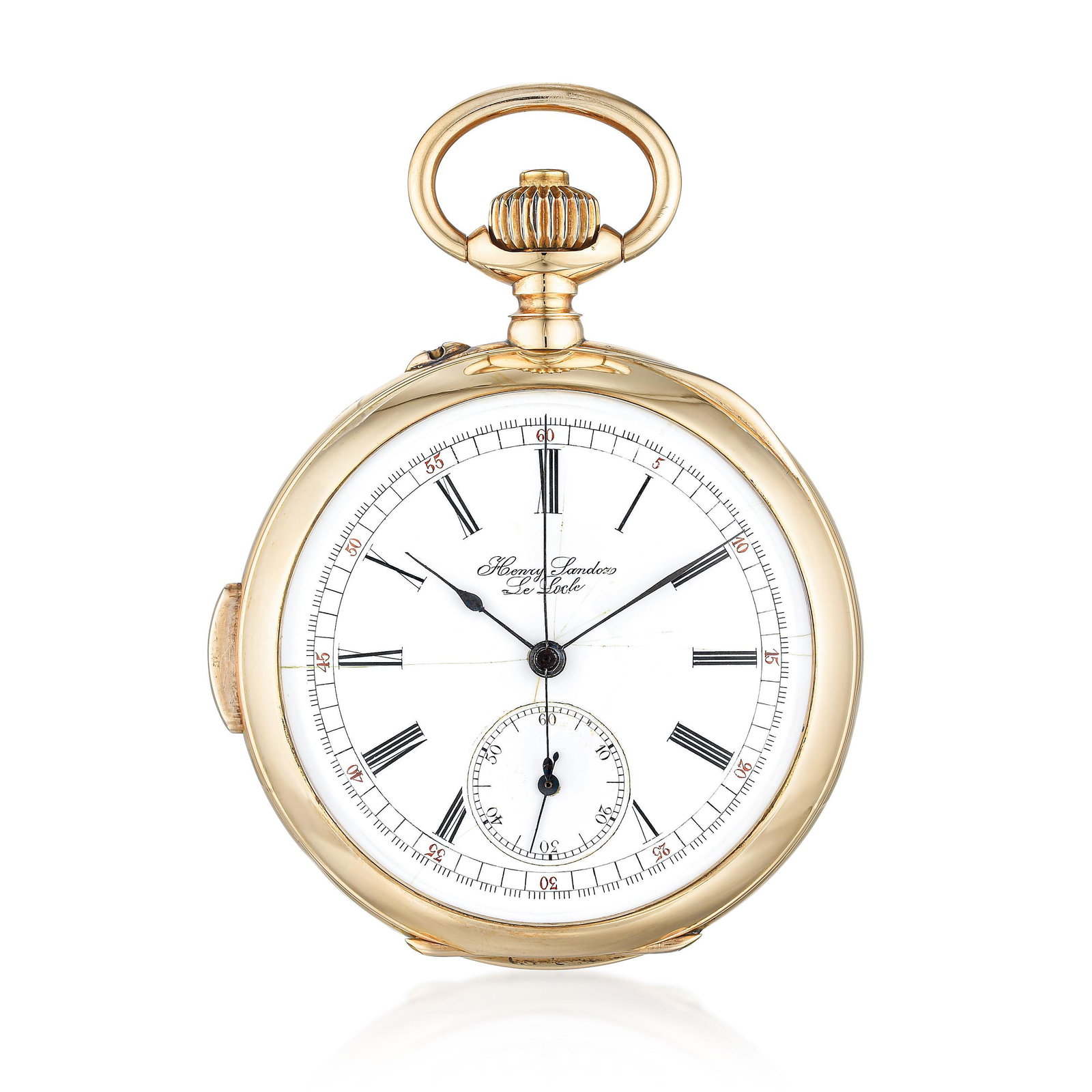 Henry Sandoz Chronograph Minute Repeater Pocket Watch in 14K Rose Gold (1 of 3)
