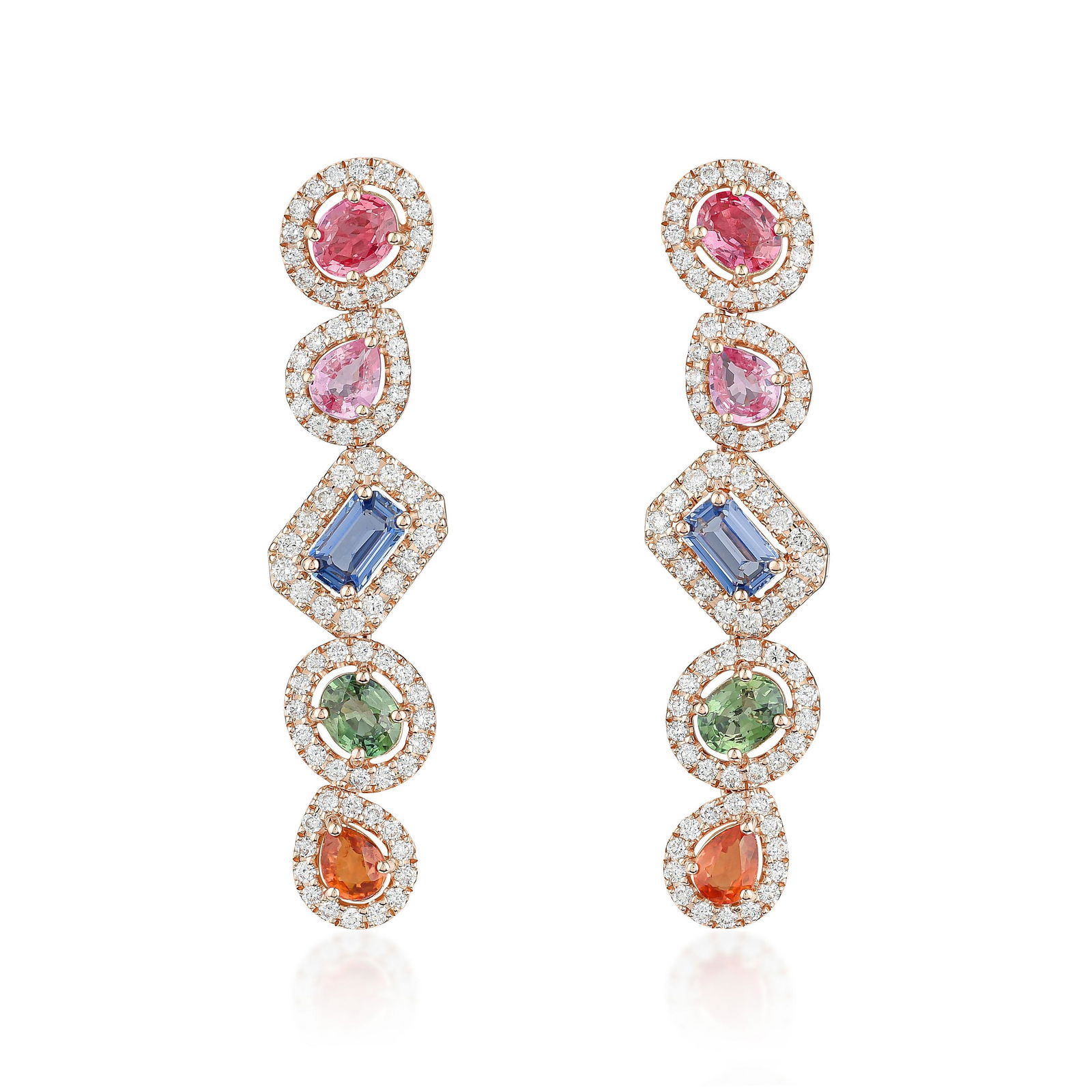 Multi-Color Sapphire and Diamond Earrings (1 of 2)