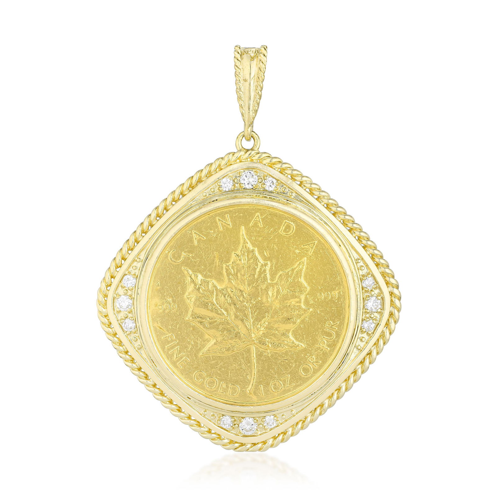 1979 Elizabeth II $50.00 24k Canadian Gold Coin Medallion Pendant With Diamonds (1 of 2)