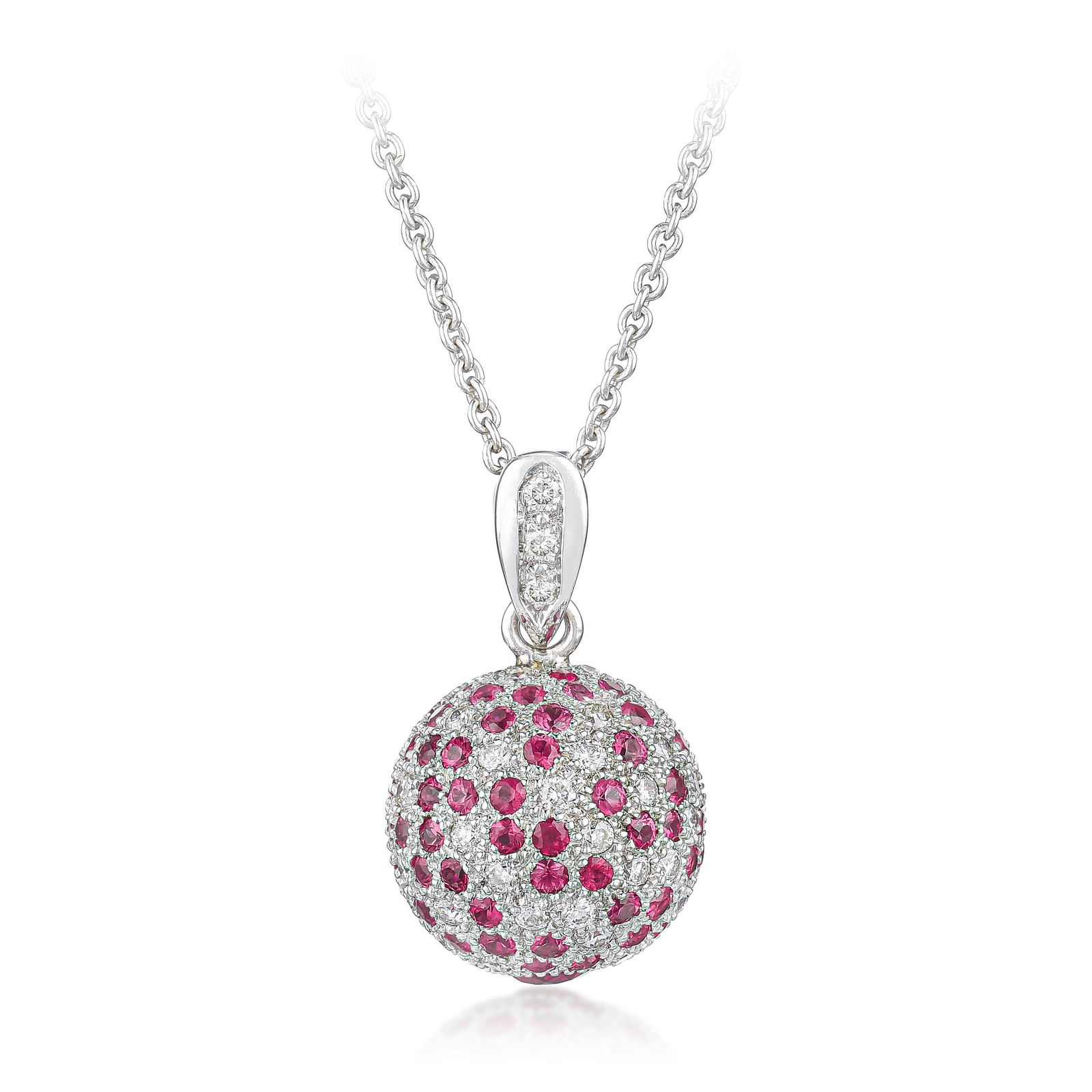 Ruby and Diamond Ball Pendant Necklace (1 of 2)