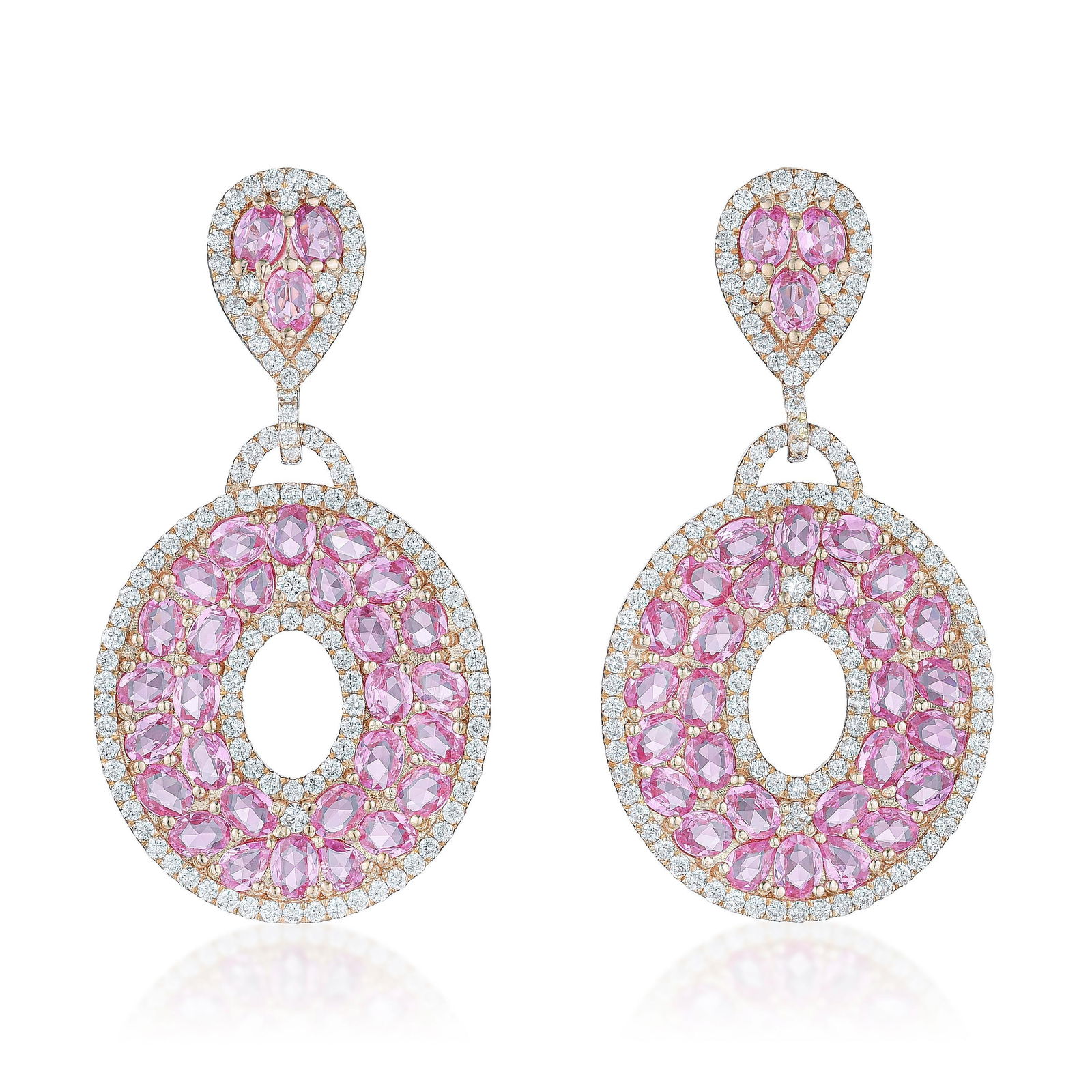 Pink Sapphire and Diamond Drop Earrings (1 of 2)