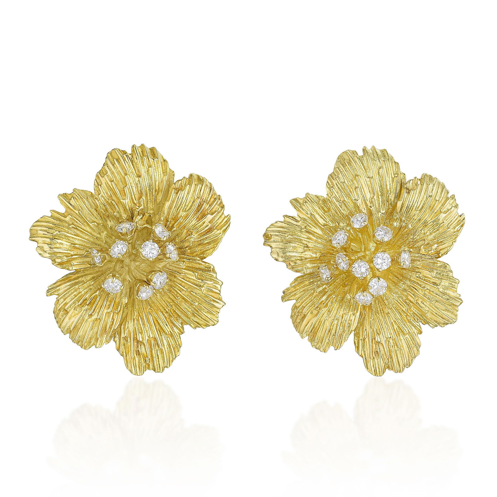 Diamond Gold Flower Earclips (1 of 2)