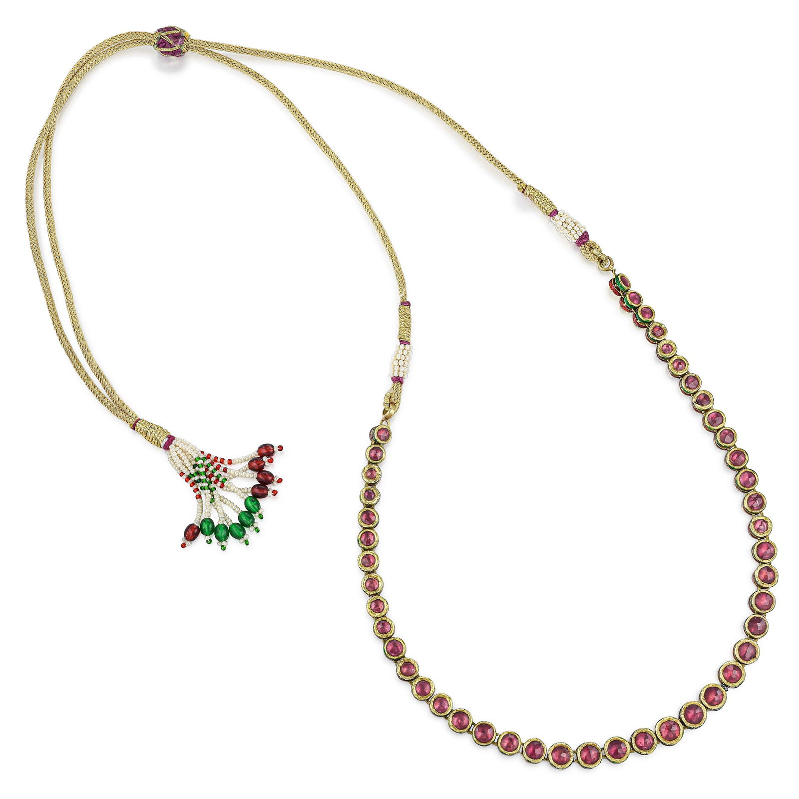 Garnet and Polki Diamond Indian Necklace (1 of 2)