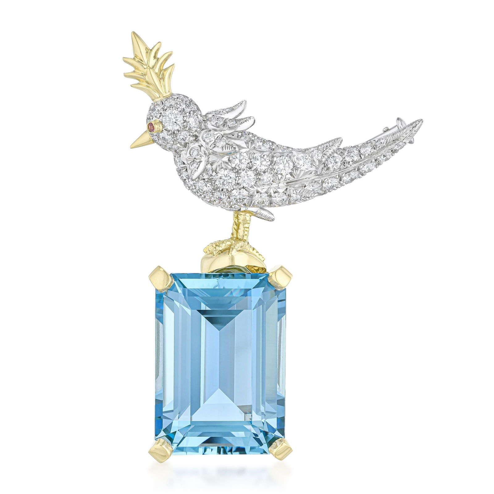 Tiffany & Co. Schlumberger Aquamarine Bird on a Rock Brooch with Box (1 of 7)