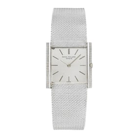 Patek Philippe Men's Watch in 18K white Gold with Hobnail Finish