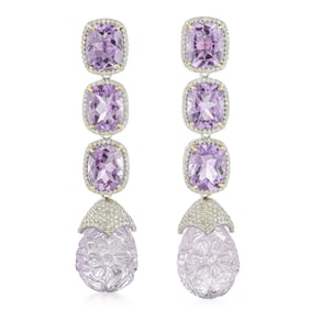 Amethyst and Diamond Drop Earrings