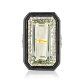 Prasiolite Diamond and Onyx Ring