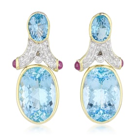 Statement Blue Topaz and Diamond Earrings