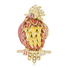 Vintage Enamel Rooster Pin
