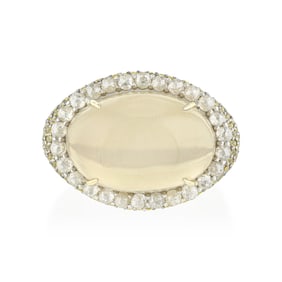 Gray Moonstone Orange Sapphire and Diamond Ring
