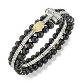 Onyx and Diamond Bangle