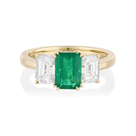 0.94-Carat Emerald and Diamond Ring