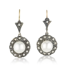 Vintage Pearl and Diamond Earrings